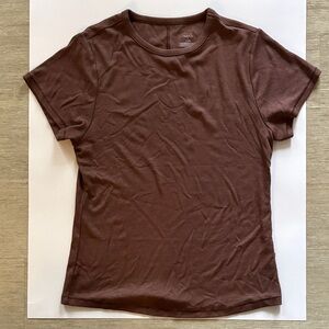 Nuuds Women's Slinky Rib Tee in Coffee